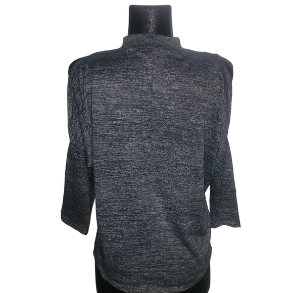 Grey Heathered Mock Neck Cold Shoulder Long Sleeve Top M - Picture 6 of 6